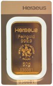 Heraeus 50 Gram Gold Bar