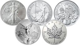1oz Silver Coin Set; Eagle, Maple, Brit, Phil, Libertad