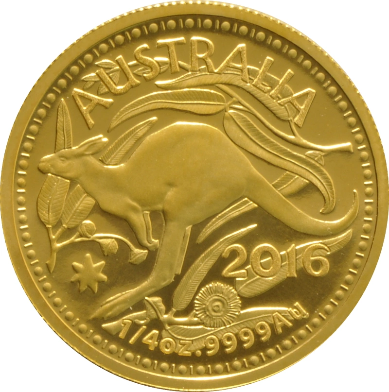 2016 1/4oz Australian Kangaroo Gold Nugget Coin SE Proof