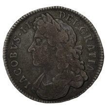 1687 Silver Half Crown Coin James II TERTIO