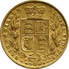 1859 Gold Sovereign Coin Queen Victoria Young Head Shield Back