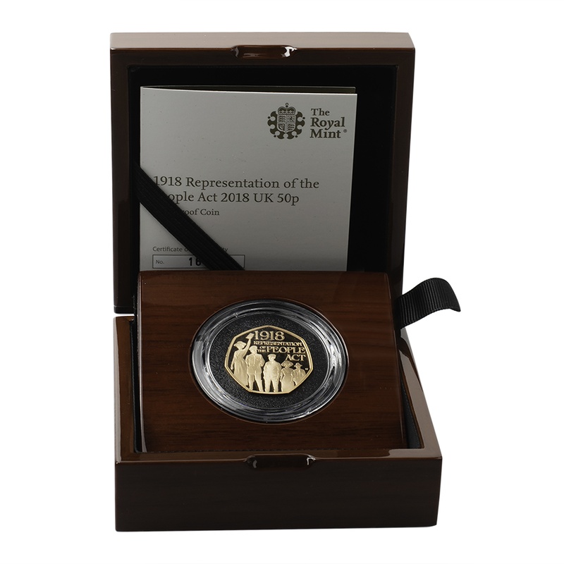 2018 Proof 50p Gold Coin Representation of the People Act Boxed