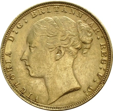 1880 Gold Sovereign Coin Queen Victoria Young Head