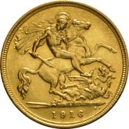 1916 Gold Half Sovereign George V Sydney