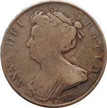 1703 Silver Half Crown Coin Queen Anne Vigo