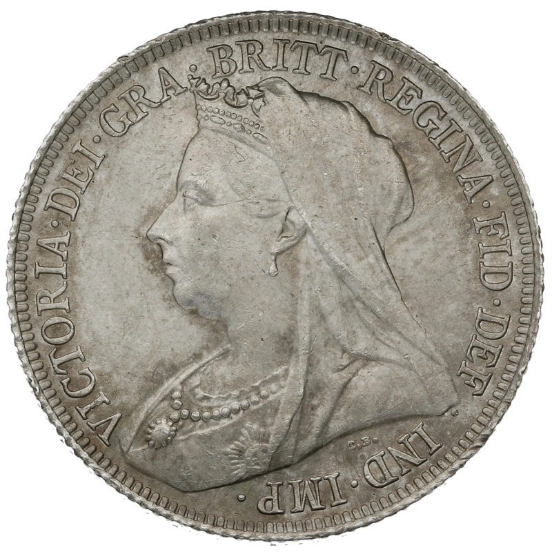 1897 Silver Shilling Coin Queen Victoria