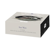 2024 50p X-Wing Star Wars Proof Silver Coin Boxed