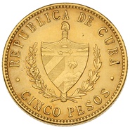 Cuban Cinco 5 Pesos Gold Coin