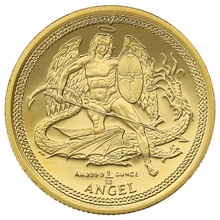 2008 Piedfort 1/10th (1/5oz) Isle of Man Angel Gold Coin