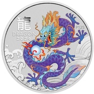 2024 1oz Perth Mint Year of the Dragon Coloured Silver Coin - Purple Dragon