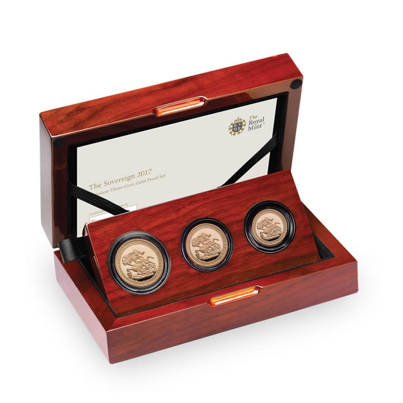 2017 Proof Gold Sovereign 3 Coin Premium Set Fifth Portrait Boxed