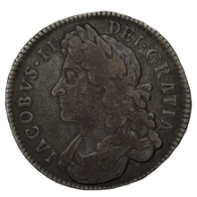 1687 Silver Half Crown Coin James II TERTIO