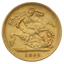 1895 Gold Half Sovereign Queen Victoria Old Head
