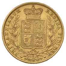 1871 Gold Sovereign Coin Queen Victoria Young Head Shield Back Sydney