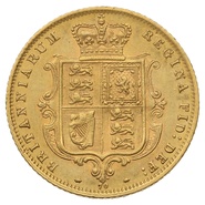 1873 Gold Half Sovereign Queen Victoria Young Head Shield Back