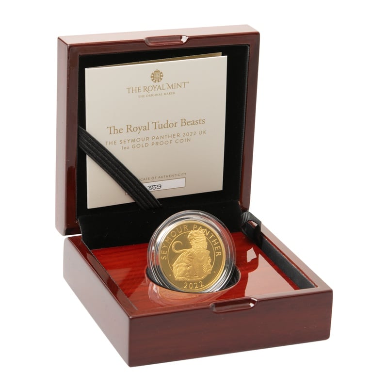 2022 Seymour Panther Gold Coin Tudor Beasts 1oz Proof Boxed