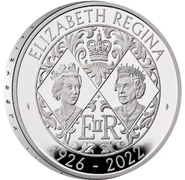 2022 - Platinum Piedfort £5 Proof Crown, Her Majesty Queen Elizabeth II Memorial Boxed