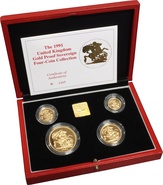 1991 Gold Proof Sovereign Four Coin Set Boxed