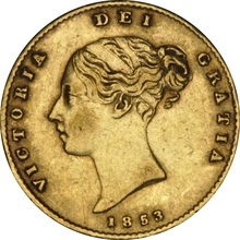 1853 Gold Half Sovereign Queen Victoria Young Head Shield Back NGC XF45