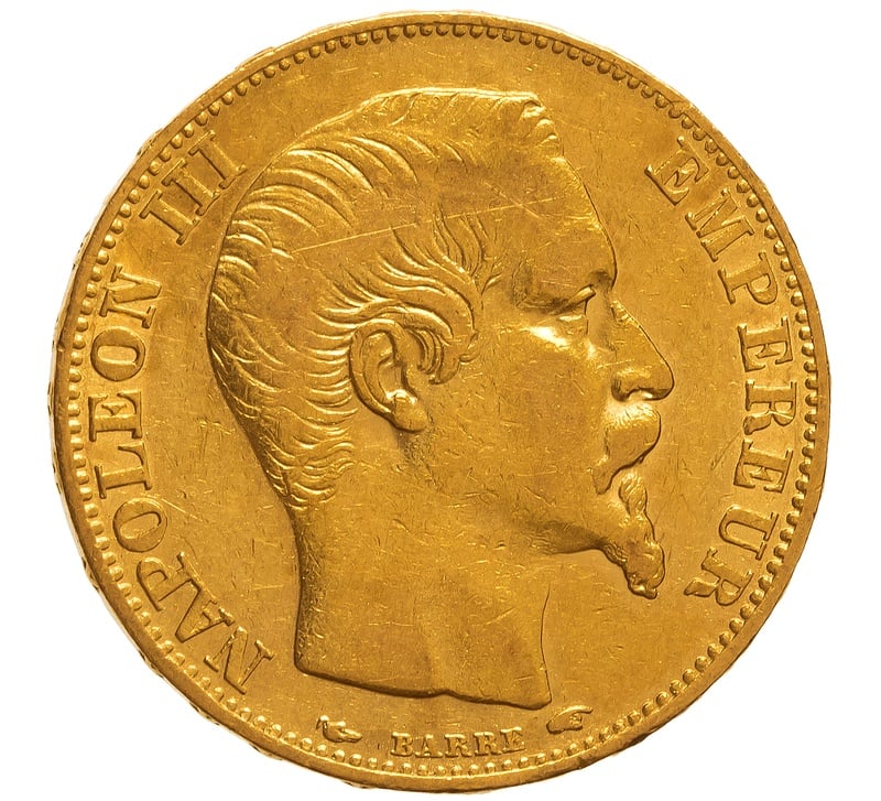 1855 20 French Francs - Napoleon III Bare Head - A