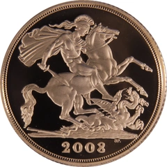 2008 Proof Gold Sovereign Coin Elizabeth II Fourth Head