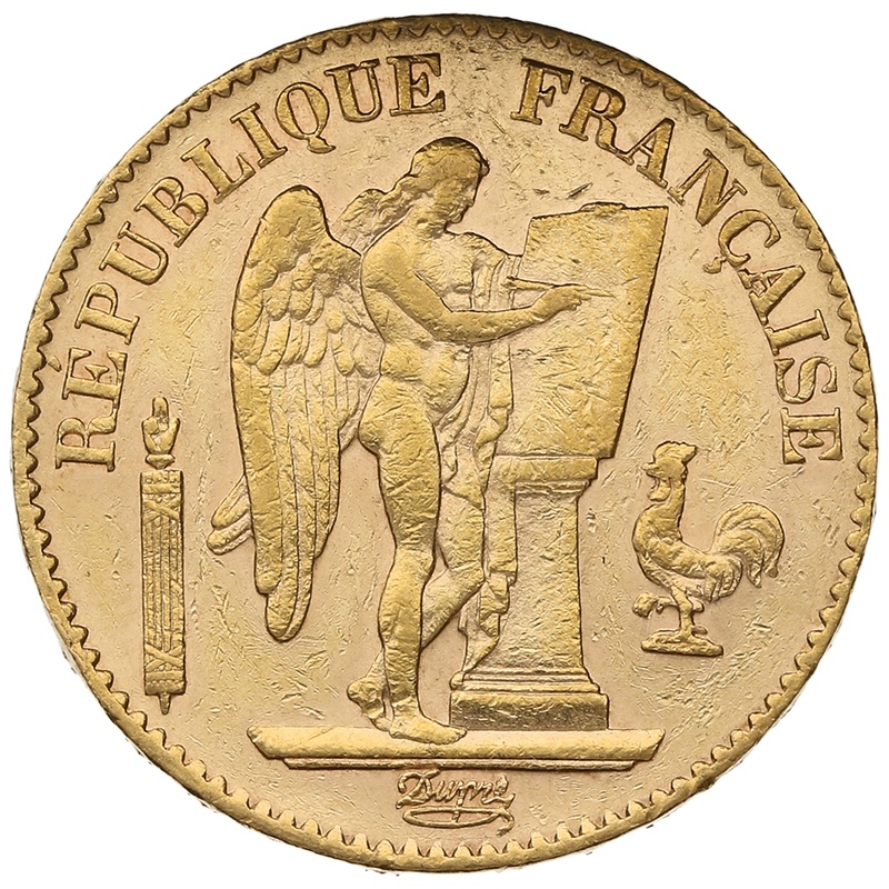 1895 French 20 Francs Gold Coin Guardian Angel A