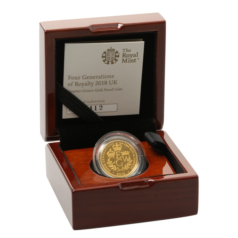 2018 1/4oz Four Generations of Royalty Proof Gold Coin Boxed