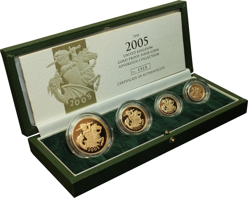 2005 Proof Gold Sovereign 4 Coin Set Boxed
