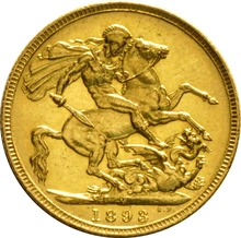 1893 Gold Sovereign Coin Queen Victoria Old Head Melbourne