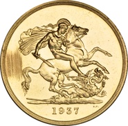 1937 Proof Gold £5 Coin Quintuple Sovereign George VI