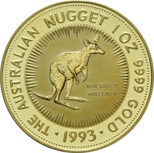1993 Australian Kangaroo Gold Nugget Coin 1oz