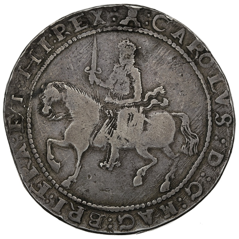 1645 Charles I Silver Crown Exeter Mint mm Castle