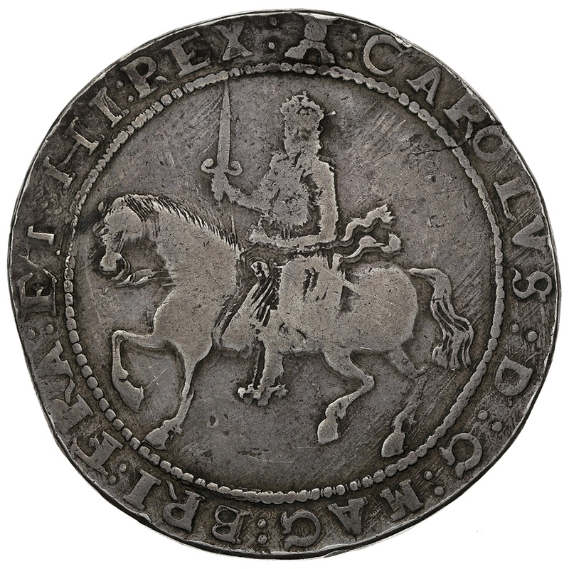 1645 Silver Crown Coin Charles I Exeter Mint Castle
