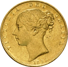 1842 Gold Sovereign Coin Queen Victoria Young Head Shield Back