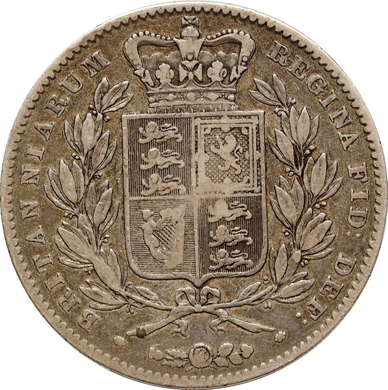 1847 Silver Crown Coin Queen Victoria Young Head Fine