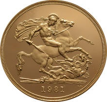 1981 Proof Gold £5 Coin Quintuple Sovereign