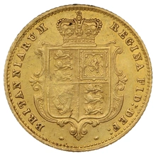 1861 Gold Half Sovereign Queen Victoria Young Head Shield Back