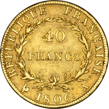 French 40 Francs Gold Coin Napoleon First Empire Bare Head 1804-1807 AN13 AN14