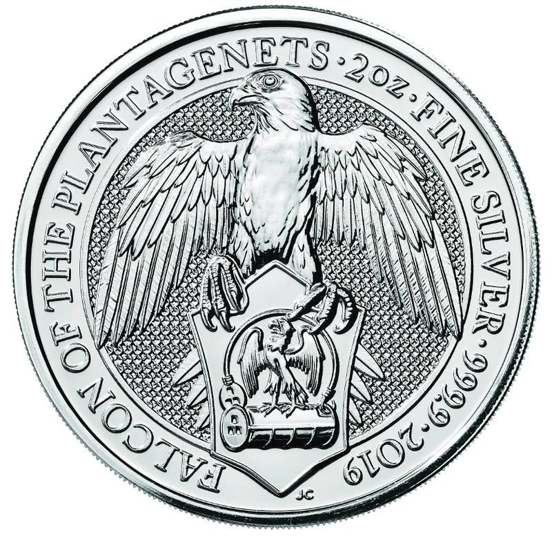 2019 2oz Falcon of the Plantagenets Silver Coin Queen's Beasts