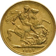 1887 Gold Sovereign Coin Queen Victoria Young Head Sydney