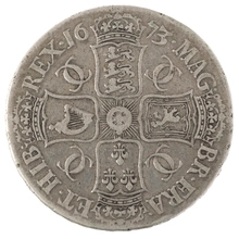 1673 Silver Crown Coin Charles II Nice Fine