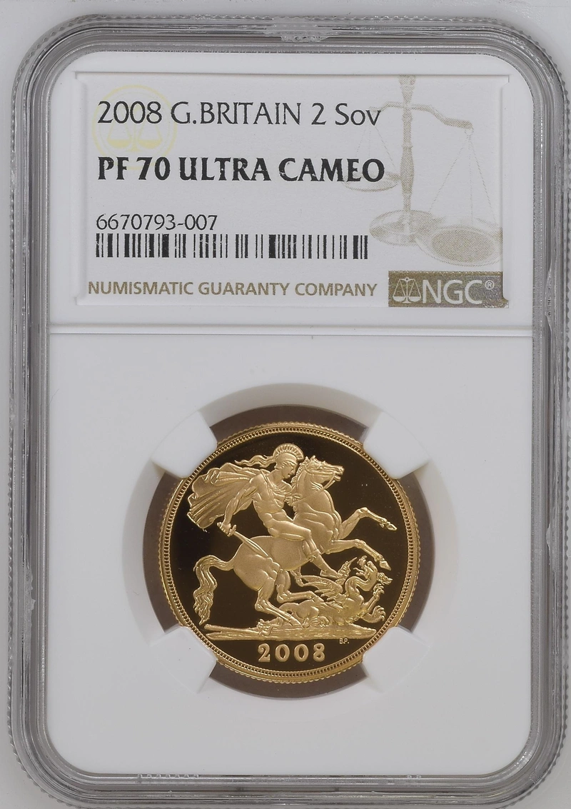 2008 Proof £2 Coin Gold Double Sovereign NGC PF70