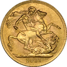 1911 Gold Sovereign Coin George V Canada NGC MS64