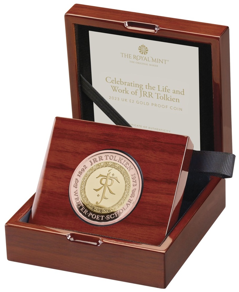 2023 JRR Tolkien Gold £2 Proof Coin Boxed