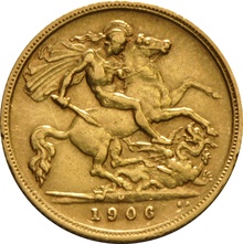 1906 Gold Half Sovereign Edward VII Melbourne