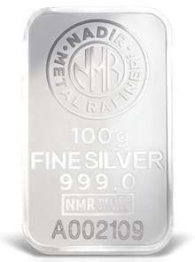 100g Silver Bar Nadir