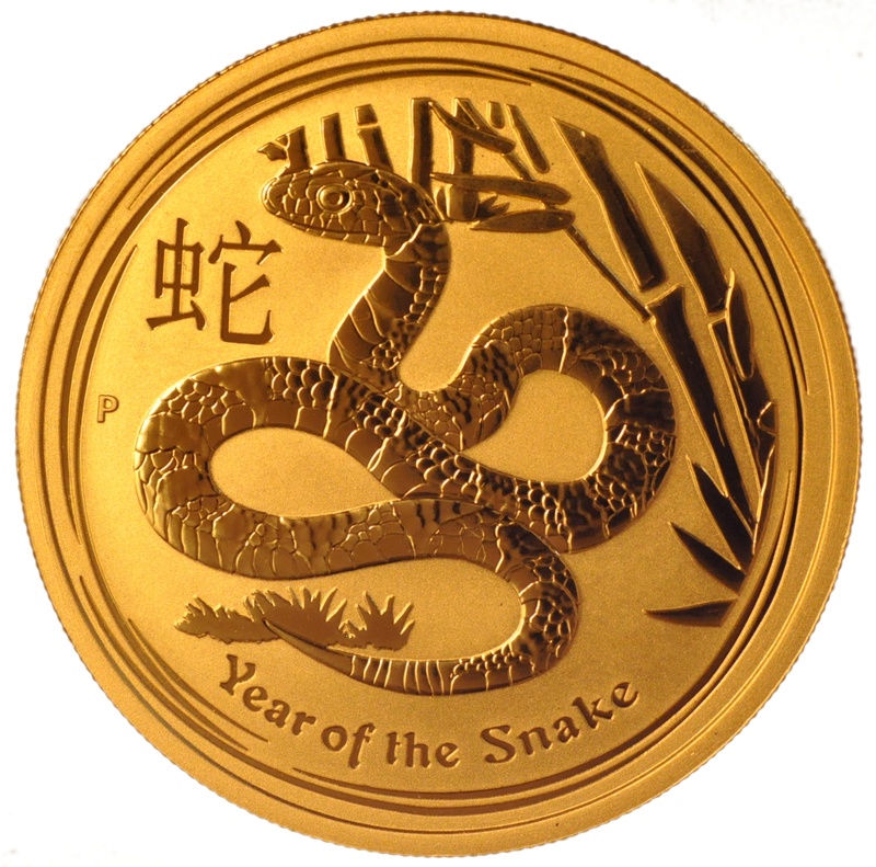 2013 Year of the Snake Gold Coin 1/20oz Perth Mint Australian Lunar Series