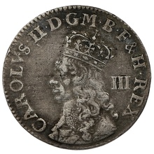 1660-1670 Silver Threepence Charles II Undated Issue