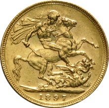 1897 Gold Sovereign Coin Queen Victoria Old Head Sydney