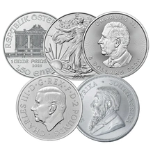 2025 1oz Silver Coin Set; Britannia, Krugerrand, Philharmonic, Eagle, Maple
